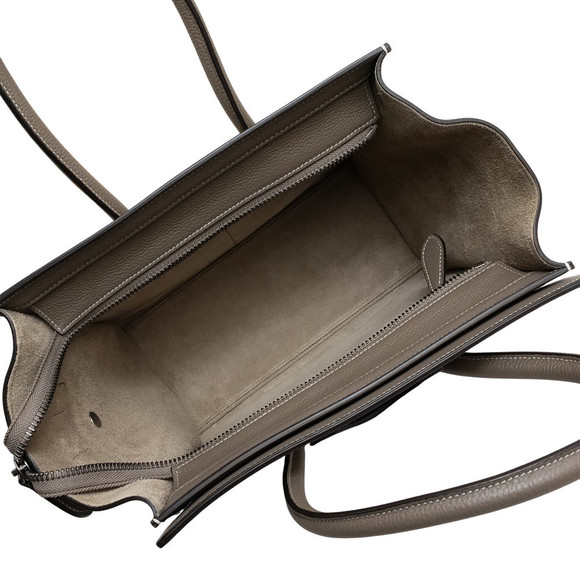 Celine Luggage Micro Shopper Handbag Drummed Calf Leather Suri Greige - Picture 3 of 10